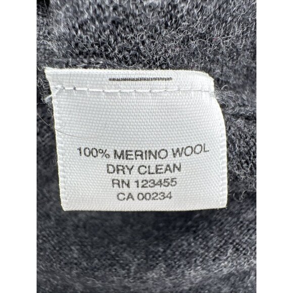 LORD & TAYLOR Extra fine 100% Merino Grey V Neck  black sweater XS gothic - Picture 5 of 5